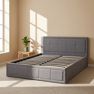 <span class=keywords><strong>Lit</strong></span> de style moderne rembourré en tissu doux avec rangement, cadre en bois de pin, <span class=keywords><strong>lit</strong></span> double ou queen size, meubles de chambre à coucher - Product Image 1