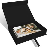 Boîtes d'emballage rigides pliables recyclables de luxe avec couvercle magnétique, boîte cadeau en papier noir de luxe avec ruban en soie, logo personnalisé