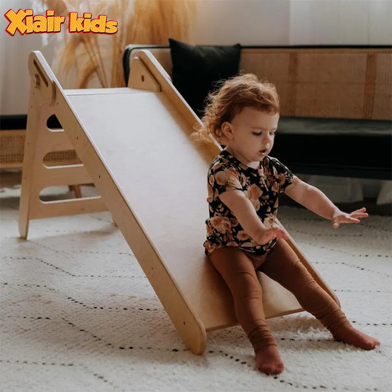 Xiair OEM/ODM Foldable Kids Wooden Slides Indoor Baby Home Playground Children Wooden Slide Play Set