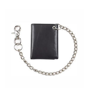 <span class=keywords><strong>Portefeuille</strong></span> à chaîne pour <span class=keywords><strong>homme</strong></span>, à trois volets, avec fenêtre d'identification et compartiments pour cartes de crédit, minimaliste, en cuir véritable, style motard - Product Image 1