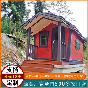Cabaña de madera personalizada con porche para acampar y vivir al aire libre, construcción de madera tratada térmicamente, estilo tradicional - Product Image 4