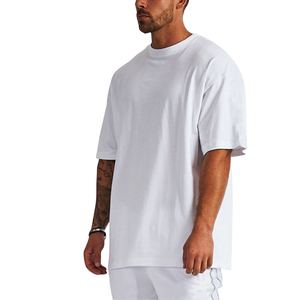 Camiseta de algodón pesado de gran tamaño para hombre, ropa de calle lisa en blanco de alta calidad, camiseta de calle con estampado de logotipo personalizado - Product Image 2