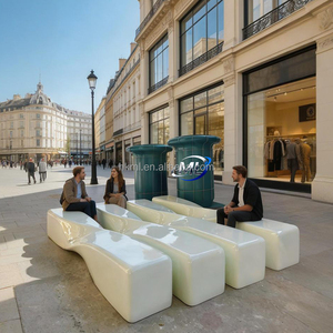 Bancs d'extérieur en fibre de verre, banc de patio au design moderne et minimaliste, luxueux et durable pour les places commerciales, centres commerciaux, aéroports - Product Image 4