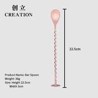 Cuillère à cocktail en acier inoxydable 304 de 22,5 cm, certifiée CE, écologique, avec logo personnalisé, par Creation Factory Design, fournisseur d'or