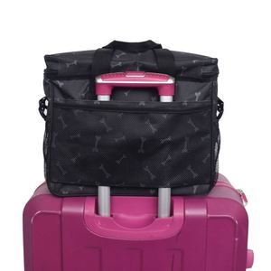 Sac de voyage pour animaux de compagnie de luxe, personnalisé, portable, motif en forme d'os, de haute qualité, pour chat et chien, avec deux contenants pour nourriture - Product Image 3