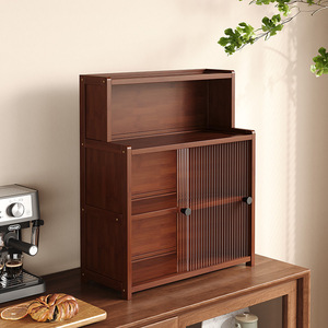 <b>Desktop</b> Storage Cabinet 3 Tier Nan Bamboo Dustproof <b>Shelf</b> For Tea Coffee Cup Living Room Sideboard Storage - Product Image 4