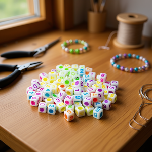 ILAN Perline Acriliche Quadrate 6x6mm con Numeri Fluorescenti per Creazione di Gioielli - Product Image 3