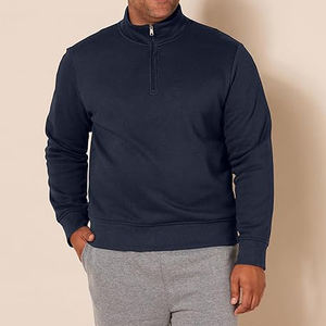 Sudaderas con Capucha Bordadas de Algodón 100% para Hombre, Personalizadas OEM, de Manga Larga, Ligeras, con Cierre de Cremallera de un Cuarto, para Golf de Invierno - Product Image 3