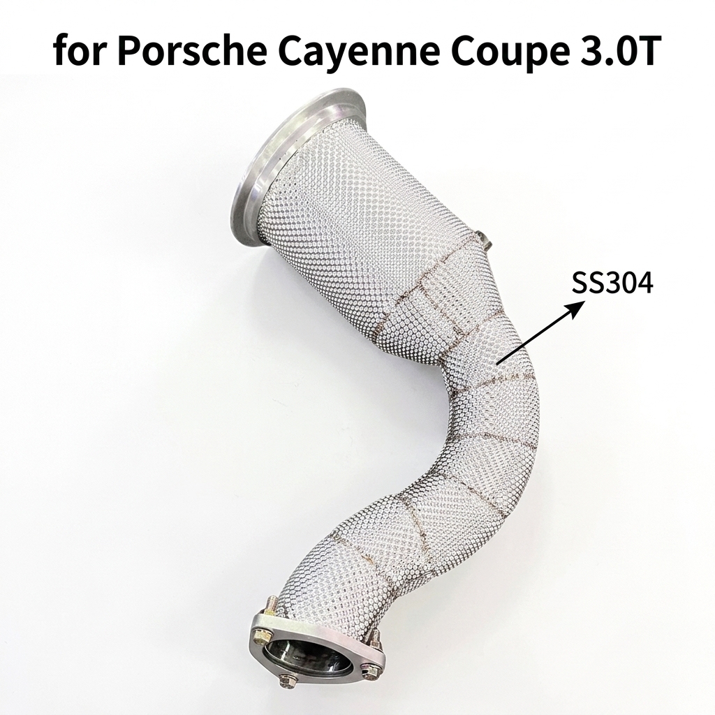 VantaFlow High Flow Straight Downpipe for Porsche Cayenne Coupe 3.0T 2019-2023 Performance Exhaust Pipes with Integrated Heat Shield