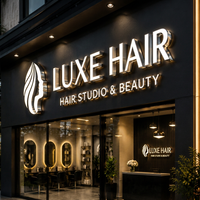 Lettres en relief personnalisées avec éclairage frontal, enseigne LED en acier inoxydable, logo 3D pour salon de coiffure