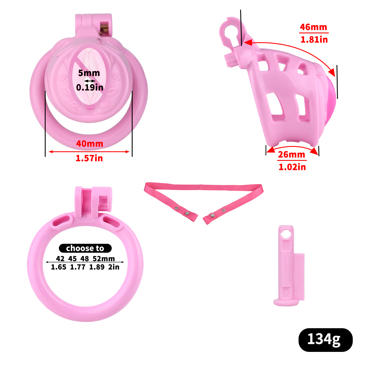 Cage+(PU-3)ceinture-Rose