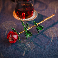 Cadeau de mariage romantique, décoration d'intérieur, ornements de bureau, souvenir de mariage, cadeau de festival, rose en cristal avec vase