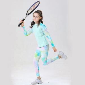 ชุดออกกำลังกายเด็กผู้หญิง 2 ชิ้น เสื้อแขนยาวลายพิมพ์ กางเกงเลกกิ้งสำหรับยิมนาสติก เต้นรำ ชุดกีฬา ฟิตเนส โยคะ - Product Image 4