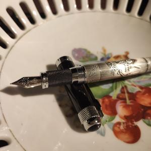 189 Logotipo de estrella oriental grabado símbolos masónicos estilo antiguo pluma estilográfica de metal masónico pesado negro con caja de regalo - Product Image 3