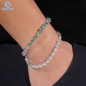 Hot Sale Fancy Cut Moissanite Cuban Link Bracelet Rhodium Plated Solid 925 Silver Hiphop <b>Iced</b> <b>Out</b> Jewelry - Product Image 1