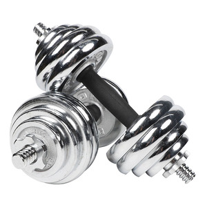 Ensemble d'haltères OEM 20 <span class=keywords><strong>kg</strong></span> avec disques de poids en <span class=keywords><strong>fonte</strong></span>, poignée dentelée, fermoirs étoile et tube de connexion pour entraînement de musculation en salle de sport - Product Image 1