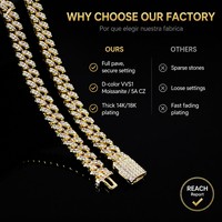 Collier chaîne cubaine de style moderne en laiton et zircon, longueurs personnalisées 8 mm, bijoux géométriques pour fêtes