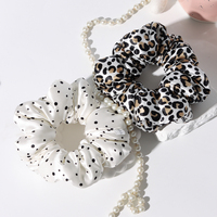 Scrunchie Sutra Cetak Digital 6cm Desain Baru Logo Custom Motif Leopard 22momme Laris di Pasaran