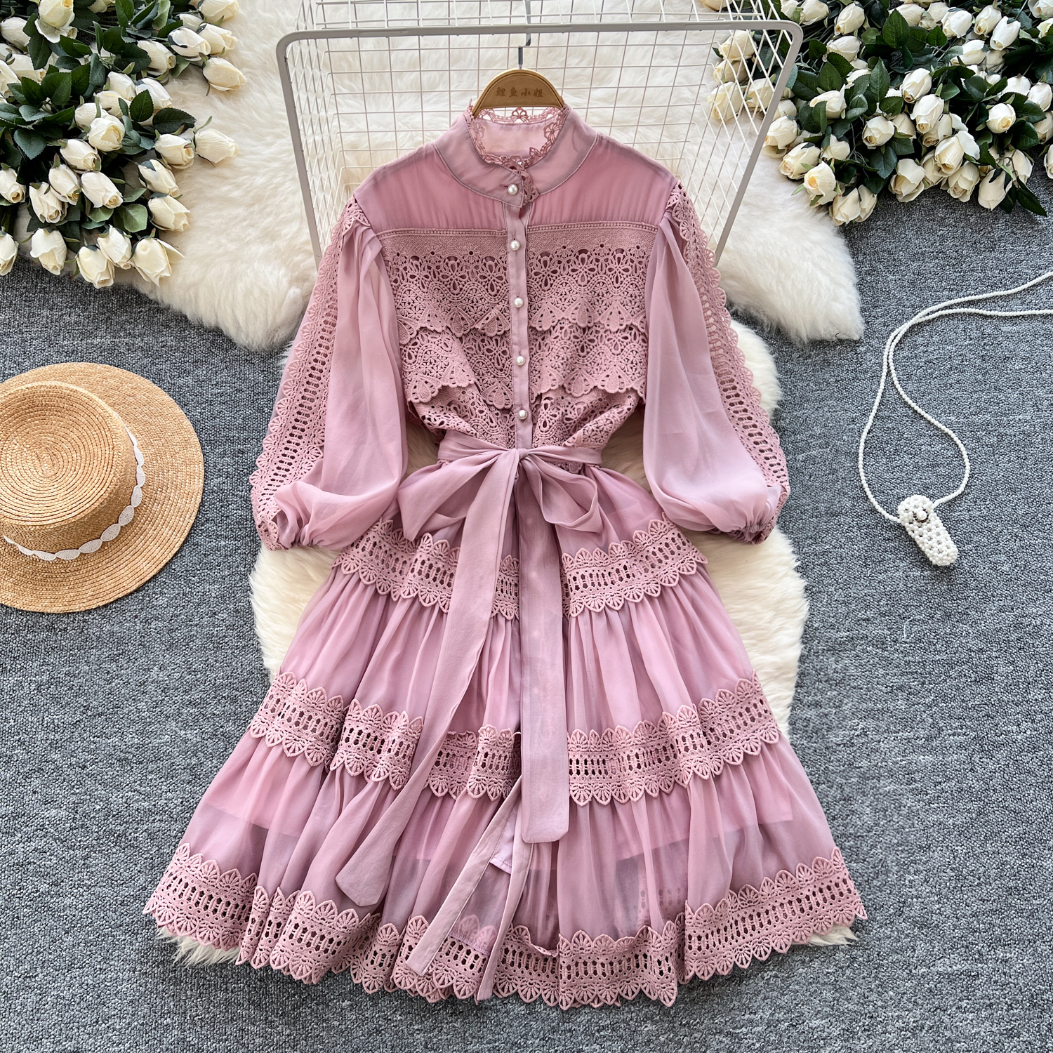strapless open back dress Rove Linen-Cotton Midi Dress - Crossover Back Ties main image 0
