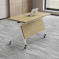 Bureau de travail moderne pliable et convertible en bois, réglable en hauteur – Mobilier commercial multifonctionnel pour immeuble de bureaux