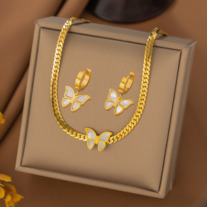 Juego de Joyería de Acero Inoxidable 2026 con Colgante y Aretes con Diseño de Flores Pintadas Vintage para Mujer, Regalo - Product Image 1