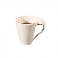 Mug en céramique blanche en porcelaine avec logo personnalisé, forme irrégulière, avec poignée, pour cadeau de bureau, souvenir