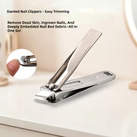 Ensemble de manucure 6 pièces en acier au carbone, kit de coupe-ongles coudé avec lime à ongles, pincettes, cure-oreilles, ciseaux, étui portable, cadeau