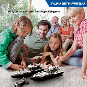 V103 Barco de Bloques de Construcción RC 2 en 1, 15 km/h, Control Remoto, Barco de Batalla Militar de Policía con Cable USB de 50 m para Niños - Product Image 5