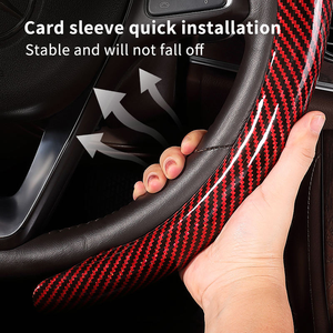 Funda para Volante de Coche Tipo Tarjeta Antideslizante, Funda para Volante de Cuero de Fibra de Carbono, Accesorios Interiores para Coche - Product Image 5