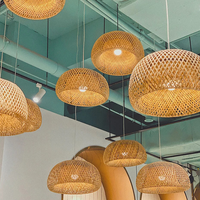 Lampes suspendues en bambou naturel tissé à la main, best-sellers japonais, pour restaurant, hôtel, café, lustre en rotin