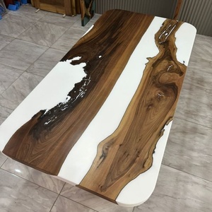 Nouveau mobilier commercial Table de rivière à manger en bois de noyer Salon Maison Cuisine Café Café Restaurant Dalle de résine époxy - Product Image 5