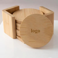 Ensemble de sous-verres ronds en bambou écologiques et antidérapants pour la maison et les restaurants, en stock aux États-Unis