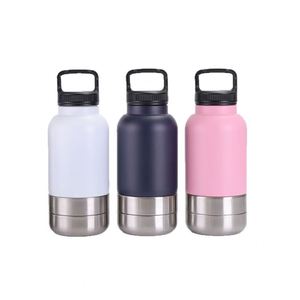 Bouteille Isotherme 3-en-1 en Acier Inoxydable de 32 oz avec Bol de Rangement pour Nourriture et Eau, Personnalisable pour Animaux de Compagnie, Idéale pour le Camping - Product Image 1