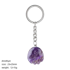 Vente en gros de porte-clés en forme de <span class=keywords><strong>petite</strong></span> patte, pierres précieuses naturelles, pattes de chaton, porte-clés en cristal de quartz pour femmes, hommes, filles - Product Image 6
