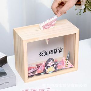 Tirelire créative en bois pour enfants et filles, boîte d'épargne multifonction en bois pour ranger les monnaies. - Product Image 4