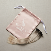 Pochette de luxe rose en satin de soie avec cordon de serrage pour emballage de perruques, sacs anti-poussière pour extensions de cheveux I-Tip et mèches de cheveux naturels