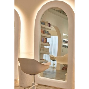 Ensemble de salon avec miroir arqué à rétroéclairage LED, chaise pivotante hydraulique, unité de coiffage crème et table d'appoint pour <span class=keywords><strong>coiffeur</strong></span> - Product Image 5