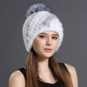 Chapeau en fourrure de vison véritable de style russe personnalisé, bonnet d'hiver avec pompon en fourrure de renard, chapeau doux et chaud pour femmes - Product Image 6