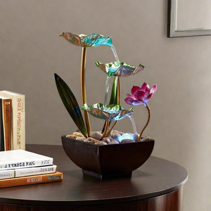 Quanfangyuan Lotus Water Feature With Backlight <b>Electric</b> Indoor Decor For Home Office Tea <b>Table</b> - Product Image 4