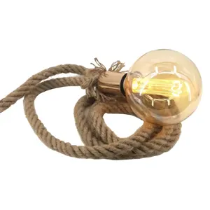 Jute Seil Bambus Nostalgische Lampen Hanf Seil Edison Licht DIY Tischlampe mit Gewebtem Seillampe Bohème-Stil Retro Loft-Design 80