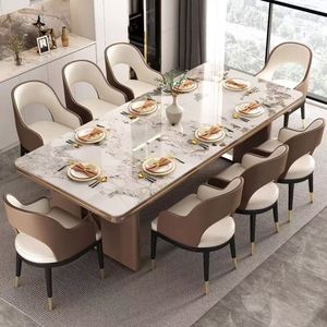 Meubles de salle à manger de luxe, table à manger en pierre frittée antique et moderne avec 8 à 10 chaises - Product Image 5