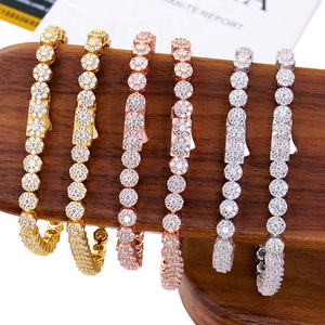 Fashion Jewelry 925 Sterling Silver Fully Bling Flowers Shape Iced Out Diamond 5mm Moissanite Tennis Bracelet 18K Gold Plated - Product Image 4