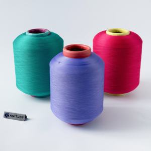 Fil de polyester teint à âme filée et à anneaux, recouvert de spandex, haute performance et économique, 2075 3075, pour tricot et tissage - Product Image 2