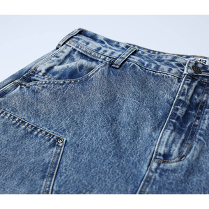 <span class=keywords><strong>Pantaloni</strong></span> Cargo <span class=keywords><strong>Blu</strong></span> di Alta Qualità <span class=keywords><strong>con</strong></span> Grandi Tasche, Stile Retro Lavato, Jeans da Uomo Prodotti in Fabbrica - Product Image 3