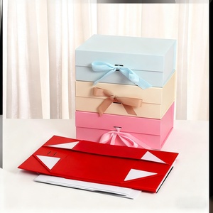 Gift Fold <b>Box</b> Recycled Kraft Folding Gift Packaging Paper <b>Box</b> Manufacturer Folding Gift Paper <b>Box</b> Supplier with Ribbon Bow - Product Image 3
