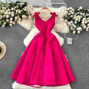 Elegante Vestido Maxi Casual sin Mangas con Cuello en V para Mujer, Corte A, Cintura Imperio, Tejido Transpirable y Lavable, Ecológico - Product Image 4