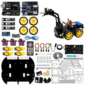Lafvin cơ khí 4WD cánh tay robot xe Kit cánh tay robot lập trình gốc đồ chơi/Hỗ trợ Android Đồ chơi robot cho Arduino xysj