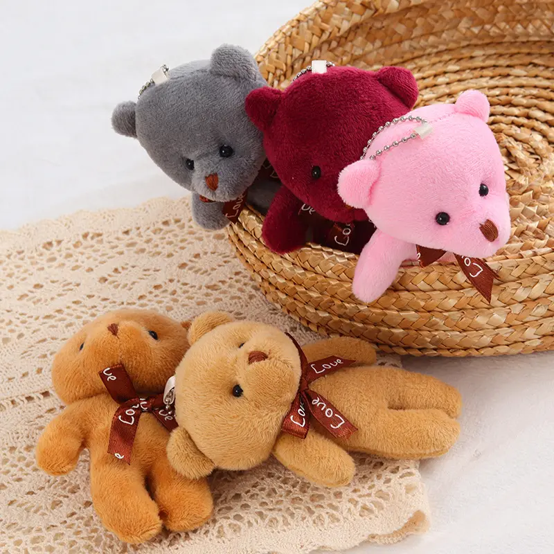 Küçük itme kutup ayısı anahtar zincirleri sevimli ayı anahtarlık sırt çantası kolye anahtarlık doğum günü partisi hediye ile peluş oyuncak bebek