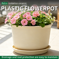 Pot de fleurs en PP durable de grande taille avec trou de drainage, capacité de 17,2 L, design minimaliste pour la maison, le jardin et le bureau