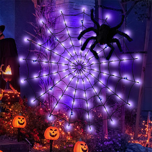 Halloween tím cam Spider <span class=keywords><strong>LED</strong></span> <span class=keywords><strong>String</strong></span> ánh sáng Net đèn cho Halloween cửa sổ trang trí ngôi nhà ma ám hiển thị - Product Image 2